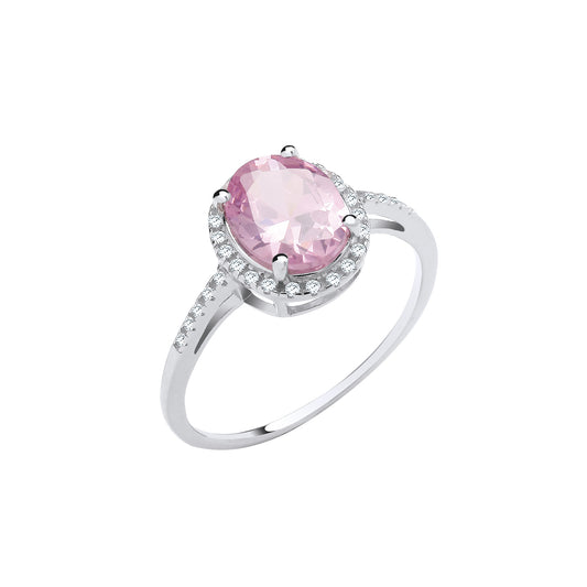 Silver pink stoned ring