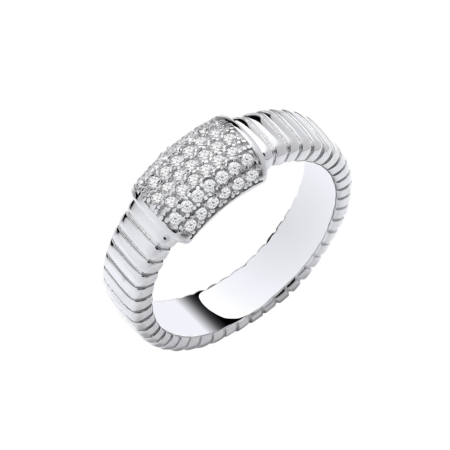 Silver ring with diamond coloured accents