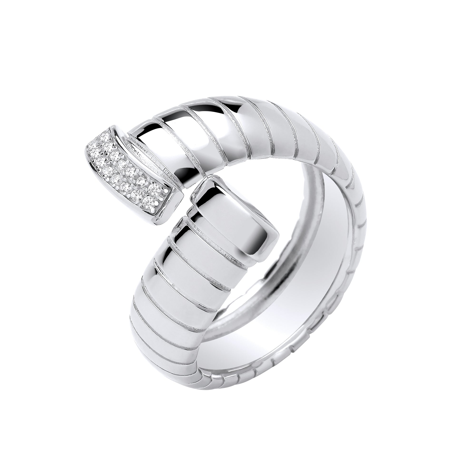 Silver ring with diamond colour accents