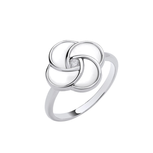 Silver ring with a knot design