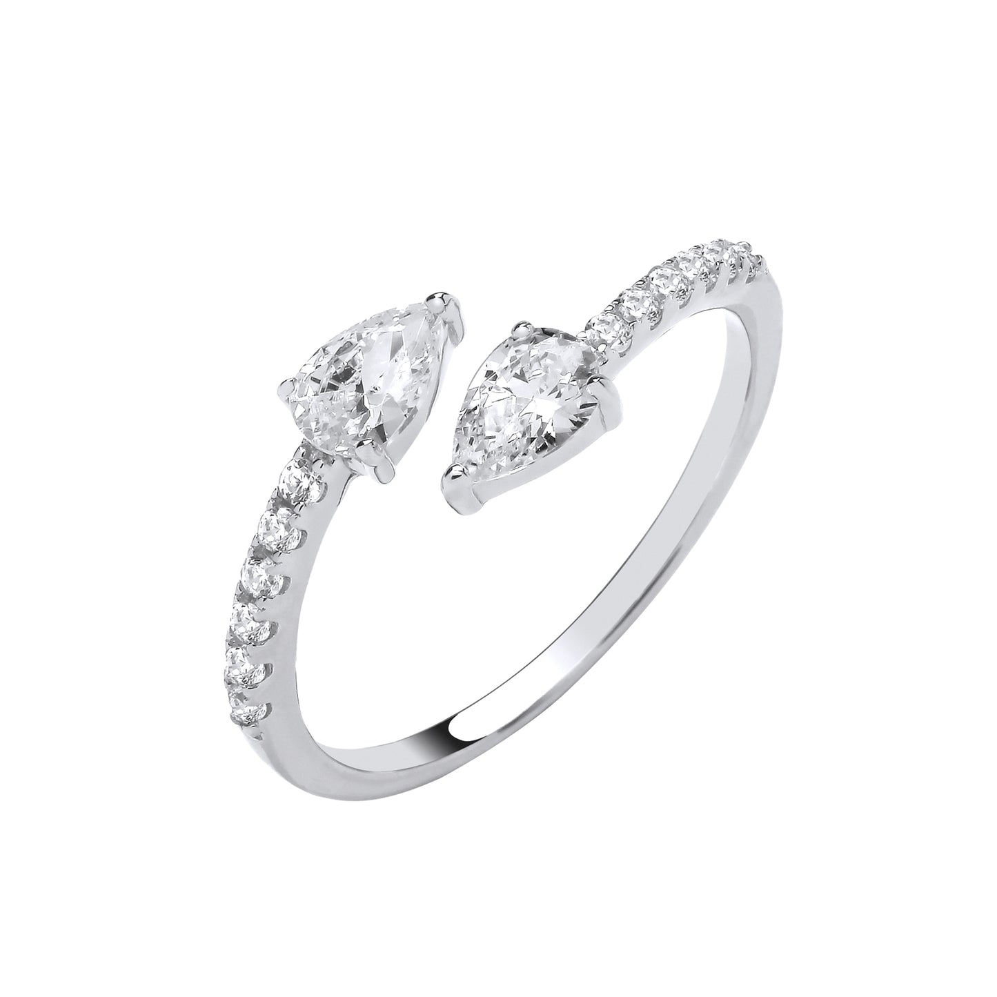 Silver ring with pear-shaped gemstones